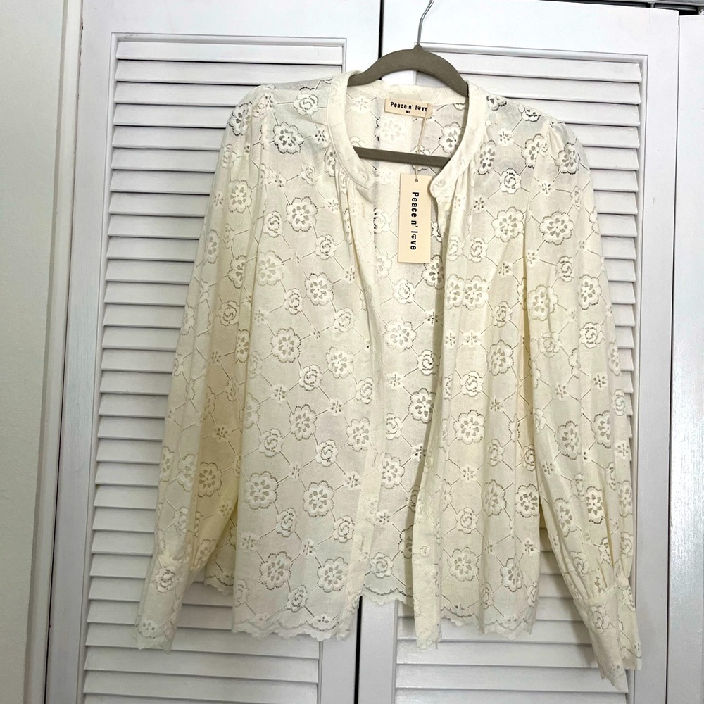 Lace button up shirt